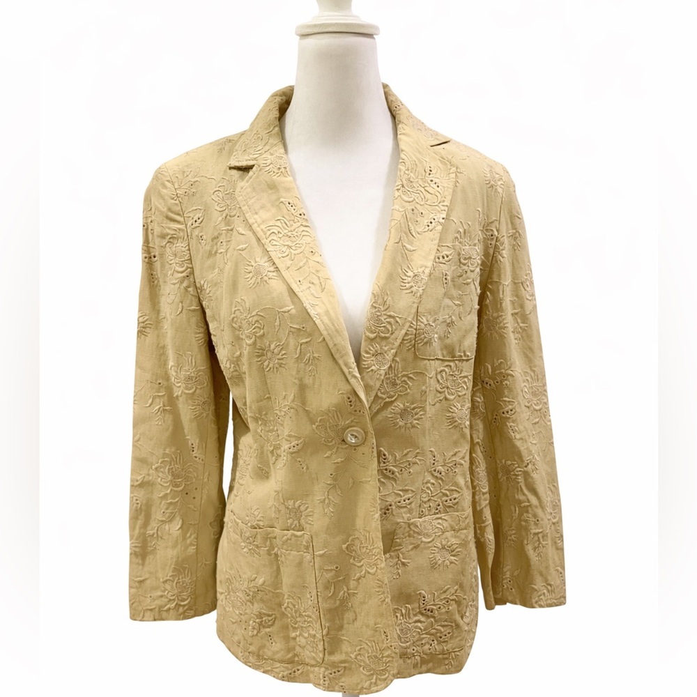 Jones New York Tan Floral Blazer